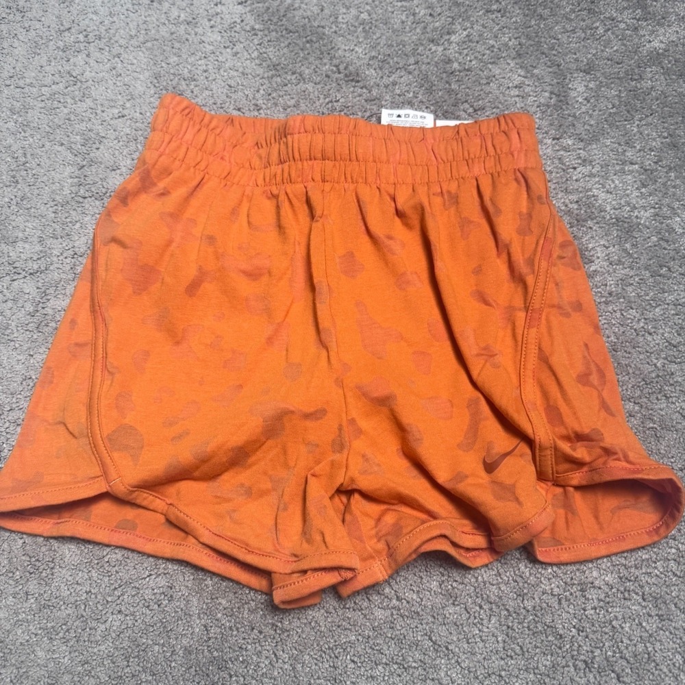NEW Nike Youth Girls Dri Fit Small Orange Training Shorts Loose Fit